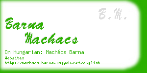 barna machacs business card