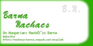barna machacs business card